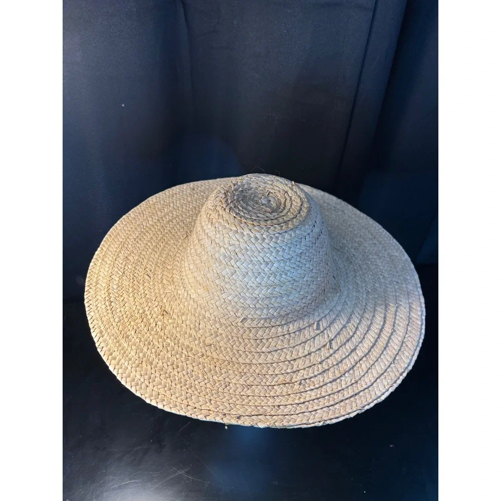 Unbranded Childrens Woven Straw Sun Hat Wide Brim Natural Tan Summer Beach Hat